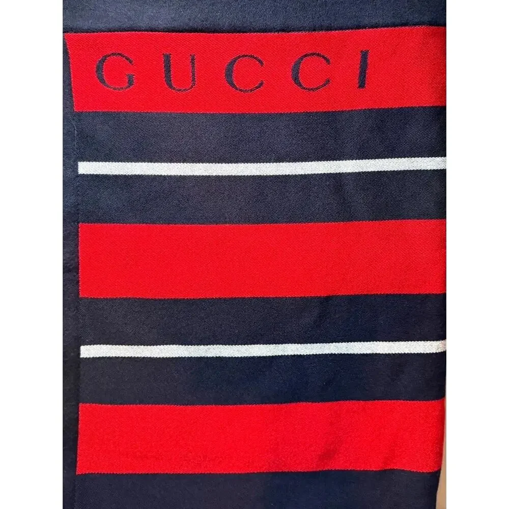 NEW Gucci Web Wool Blanket Reversible Navy Red White 45x70 Authentic